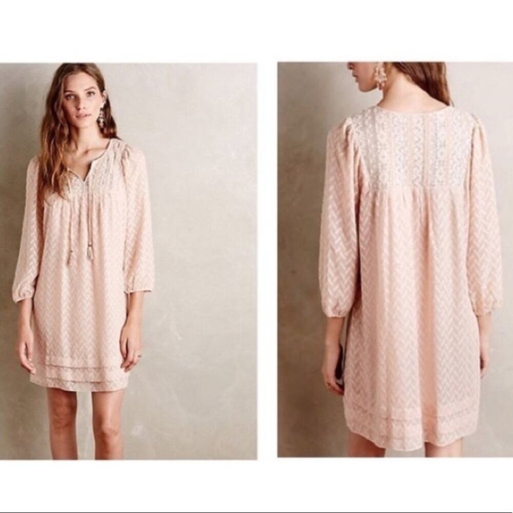 Anthro One September Anwen peasant peach‎ baby doll dress, xs